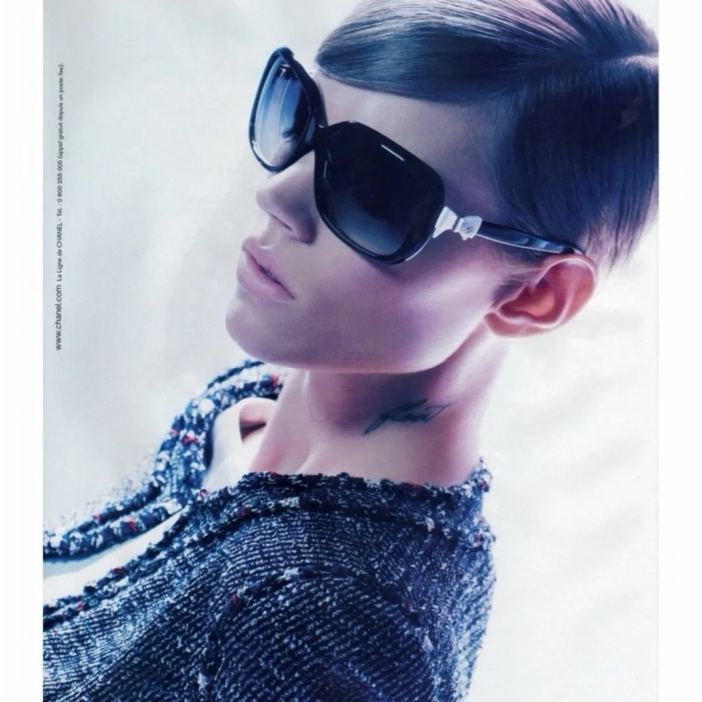 Chanel CC Logo Ribbon‎ Black Acetate Oversized Sunglasses